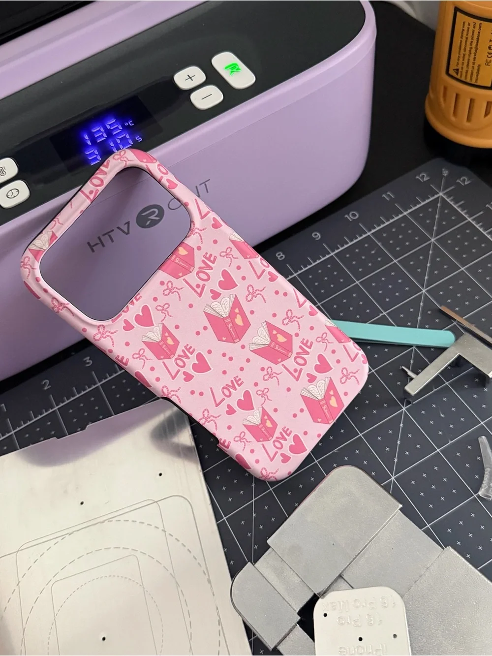 Iphone 17 pro phone case with hand drawn bookish design. Love books